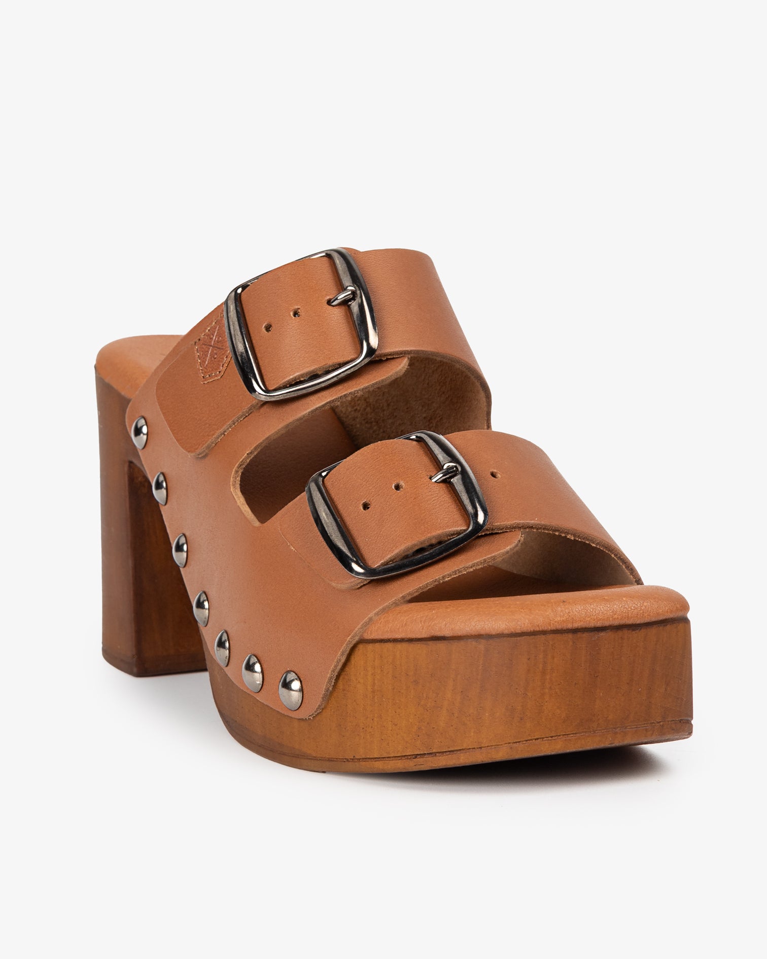 Sandalia Madera Tachas Alder Piel Cuero 35