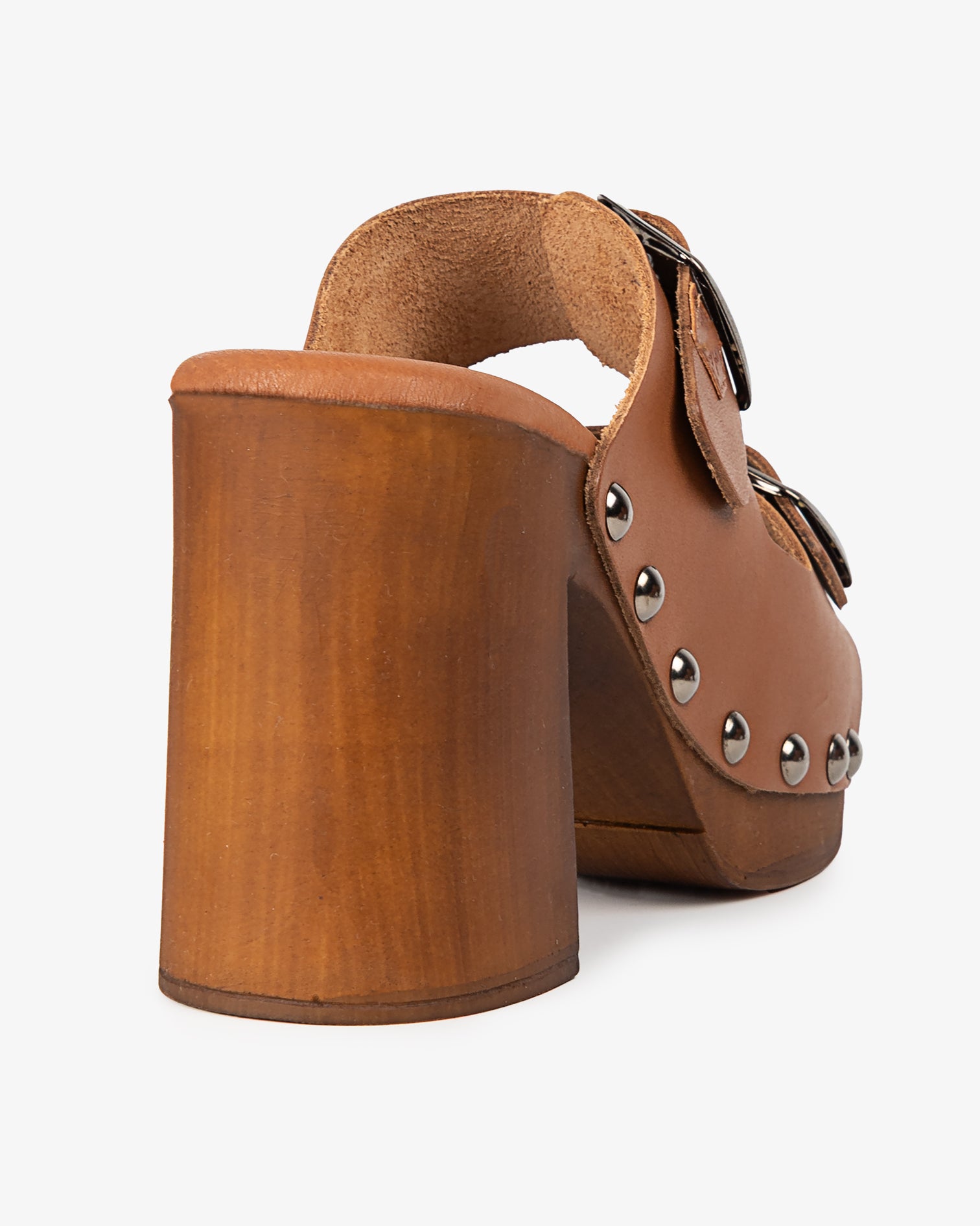 Sandalia Madera Tachas Alder Piel Cuero 35