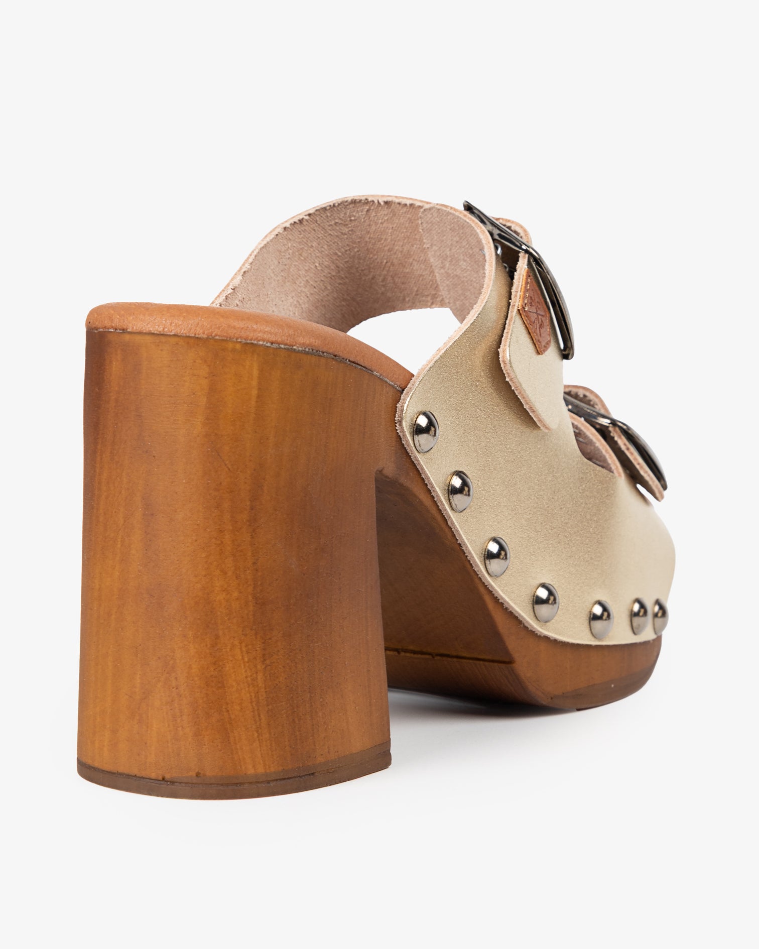 Sandalia Madera Tachas Alder Piel Oro 35