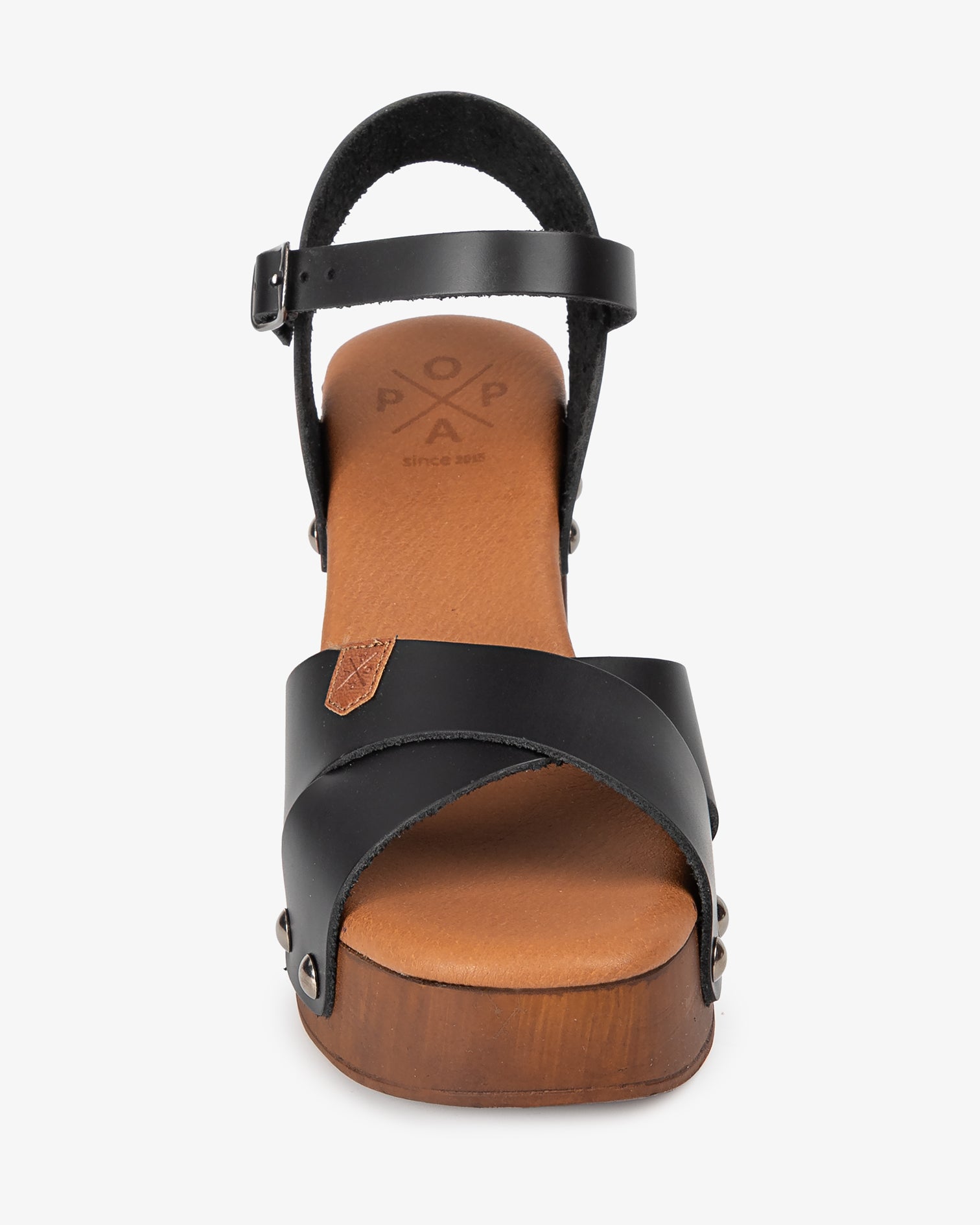 Sandalia Madera Tachas Cherry Piel Negro 35