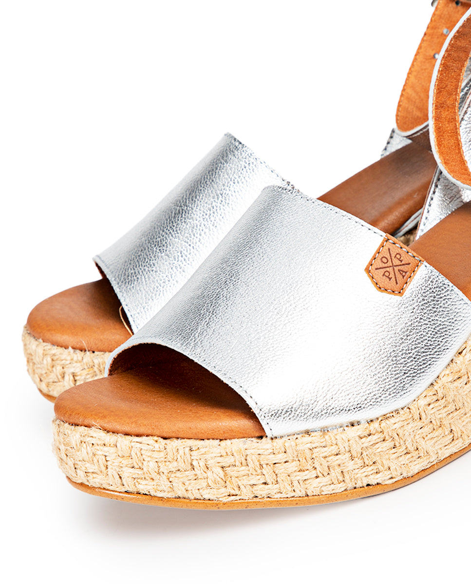 Elettra Low Wedge Silver Laminate
