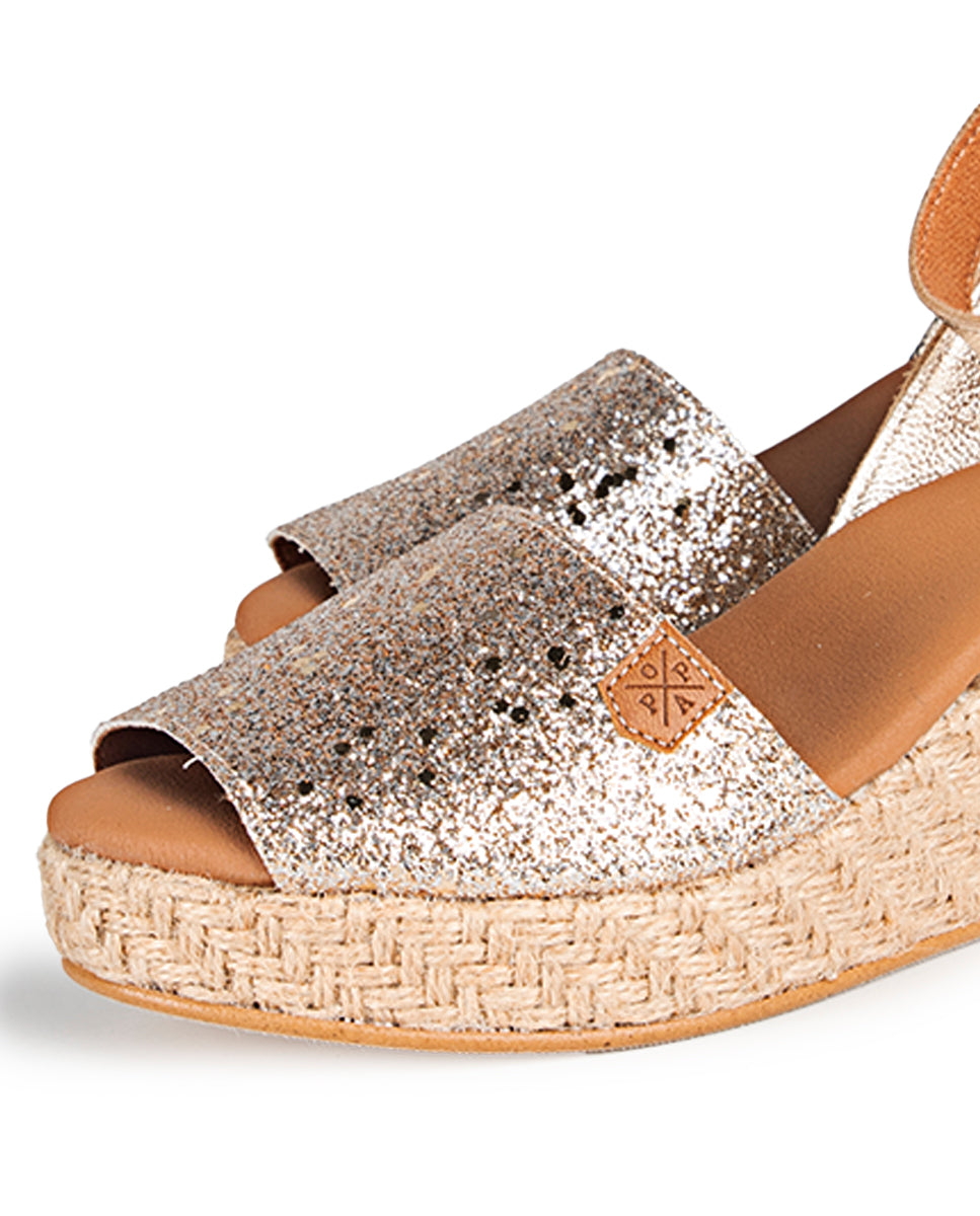 Cuña Baja Elettra Glitter Platino 35