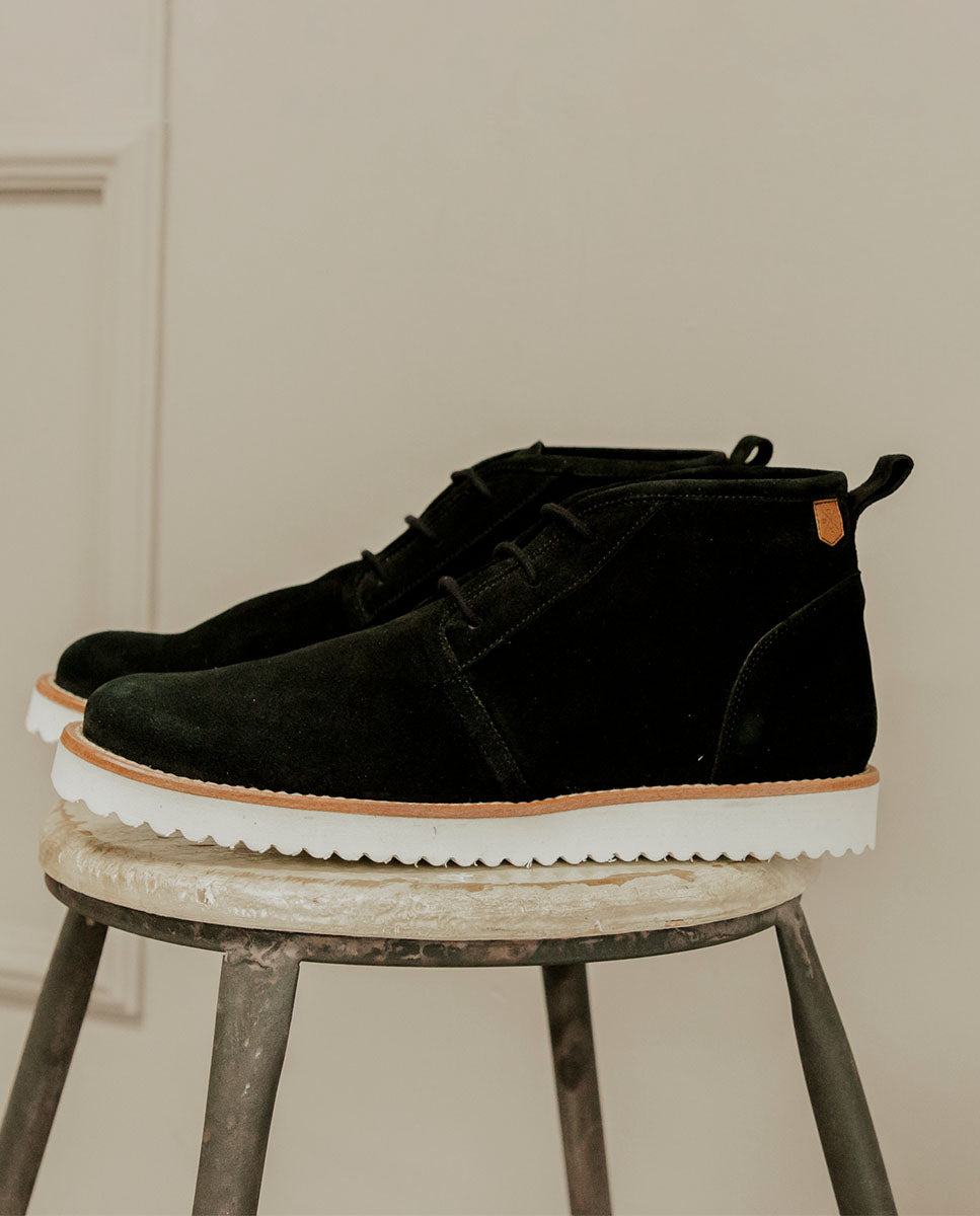 Sneaker Salinas en cuir fendu noir