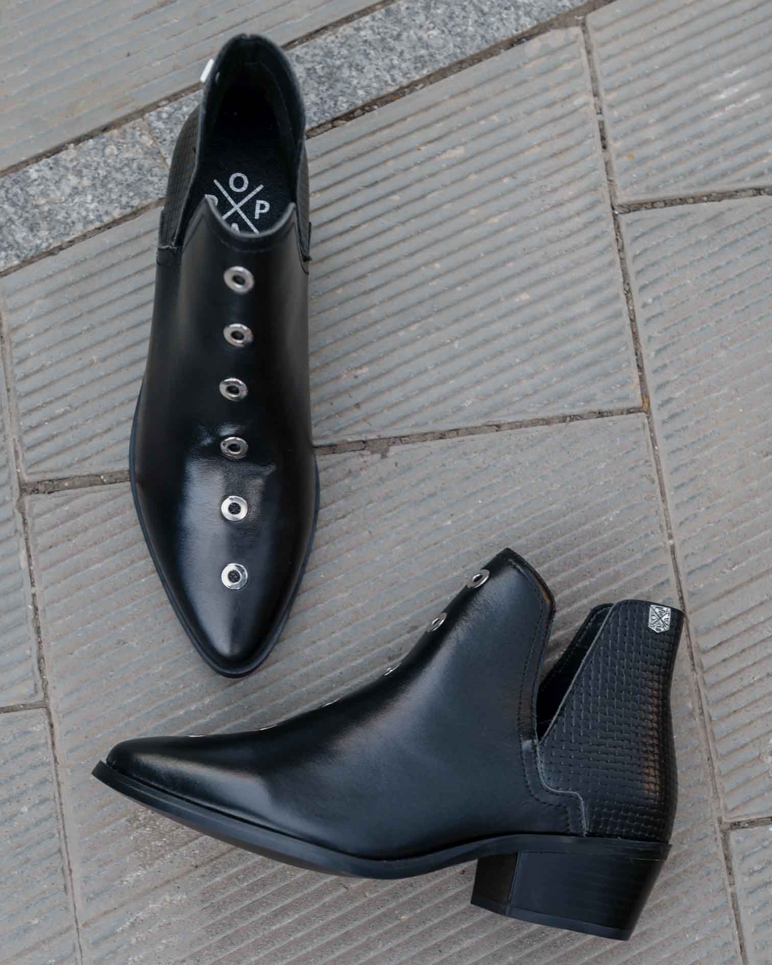 Black Leather Ankle Boot Nexo