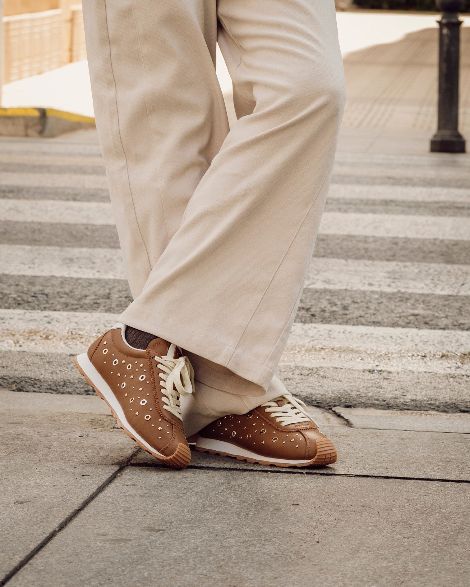 Inara Leather Studded Sneakers