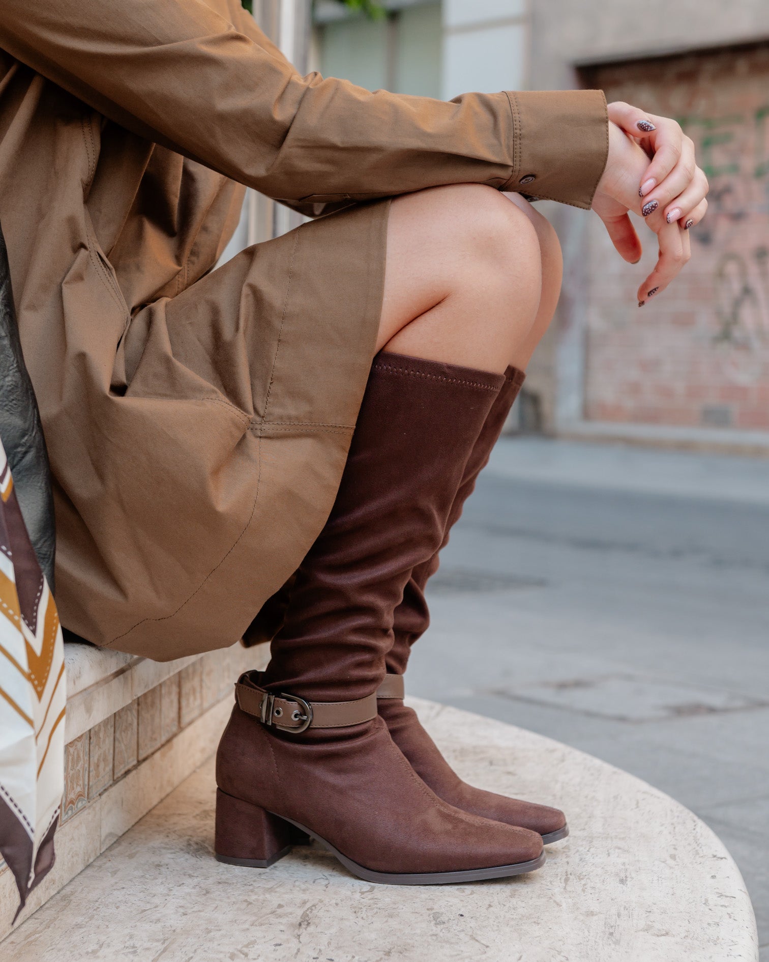 Brown Suede High Boot Flare