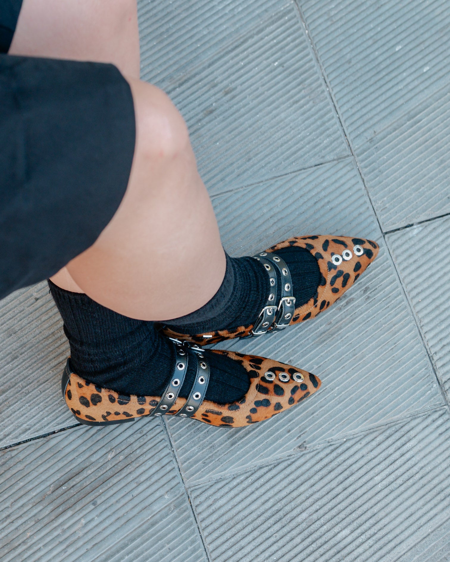 Leopard Print Ballerina with Star Studs