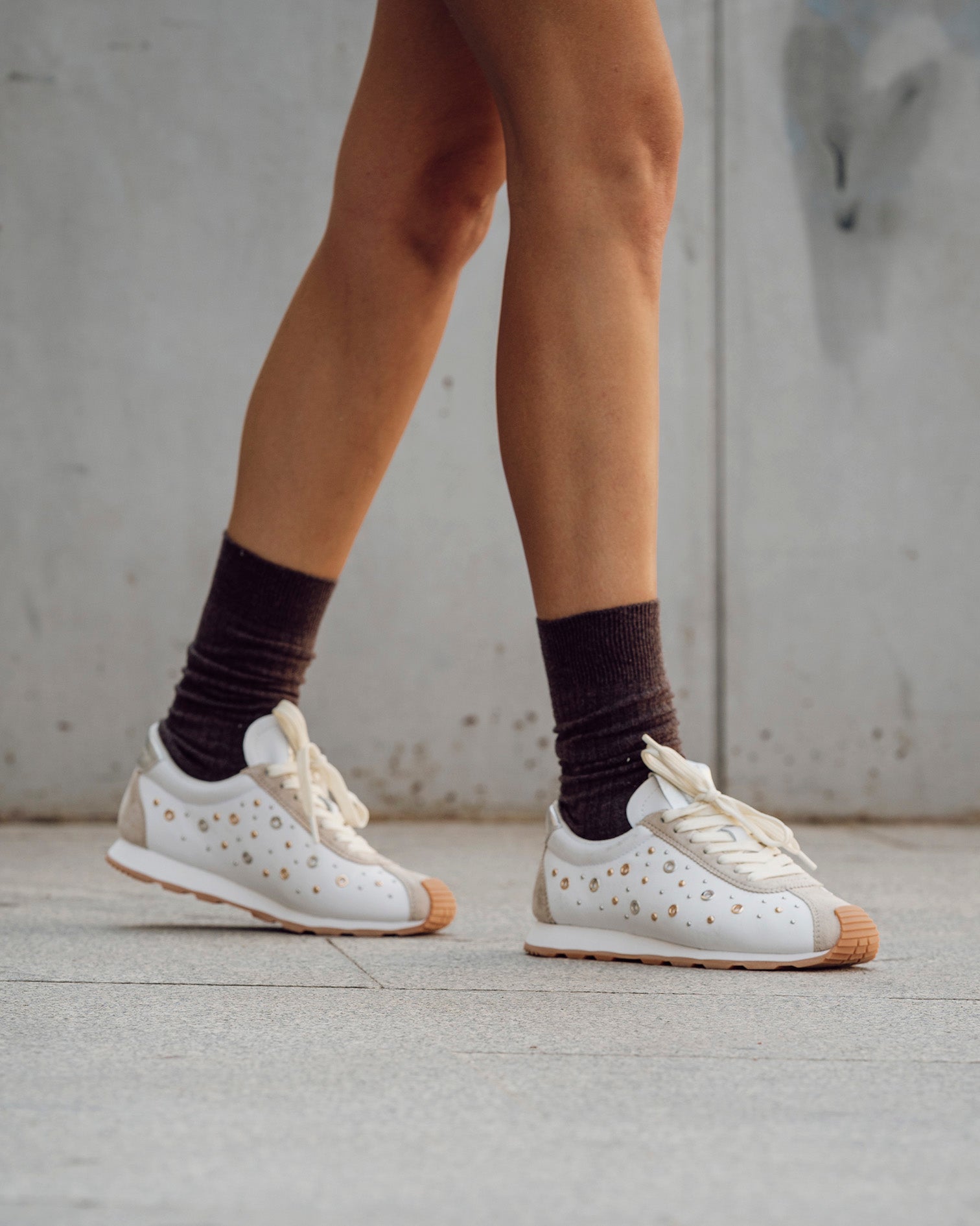 Inara Studded White Sneakers