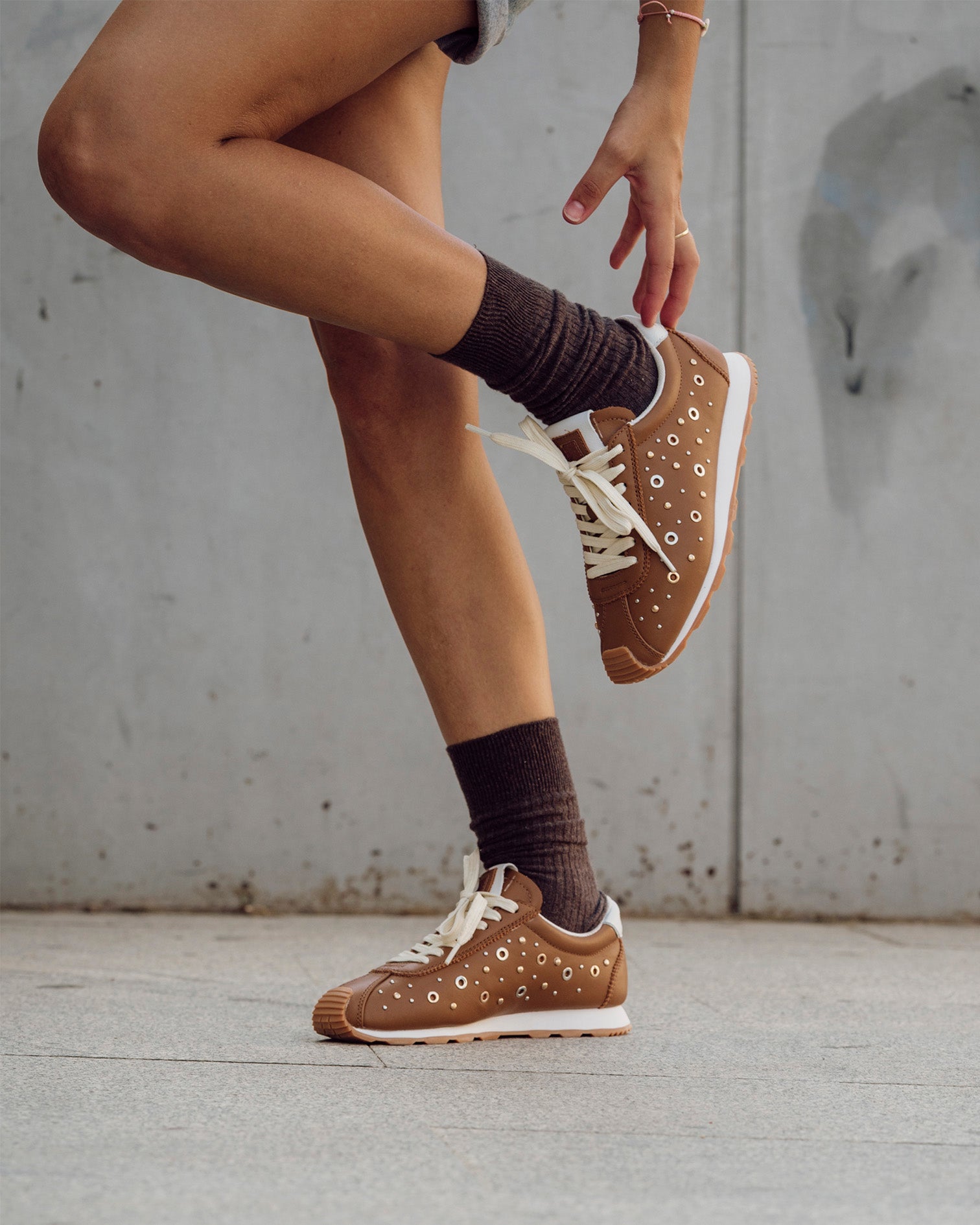 Inara Leather Studded Sneakers