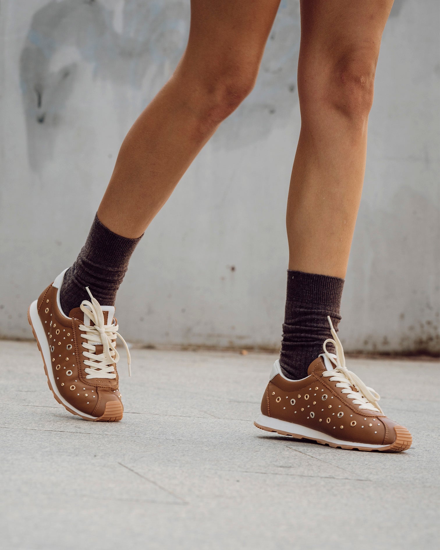 Inara Leather Studded Sneakers