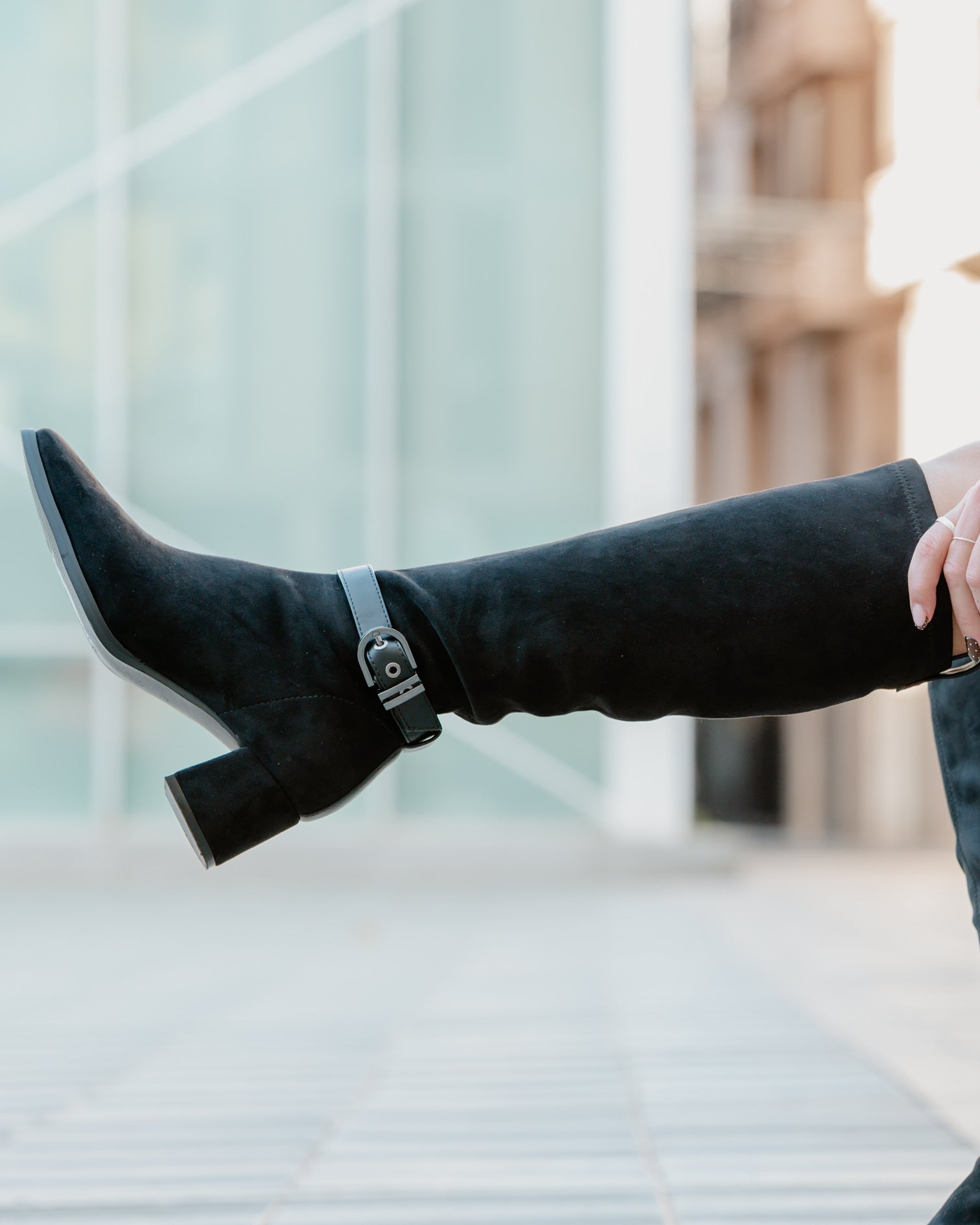 Black Suede High Boot Flare