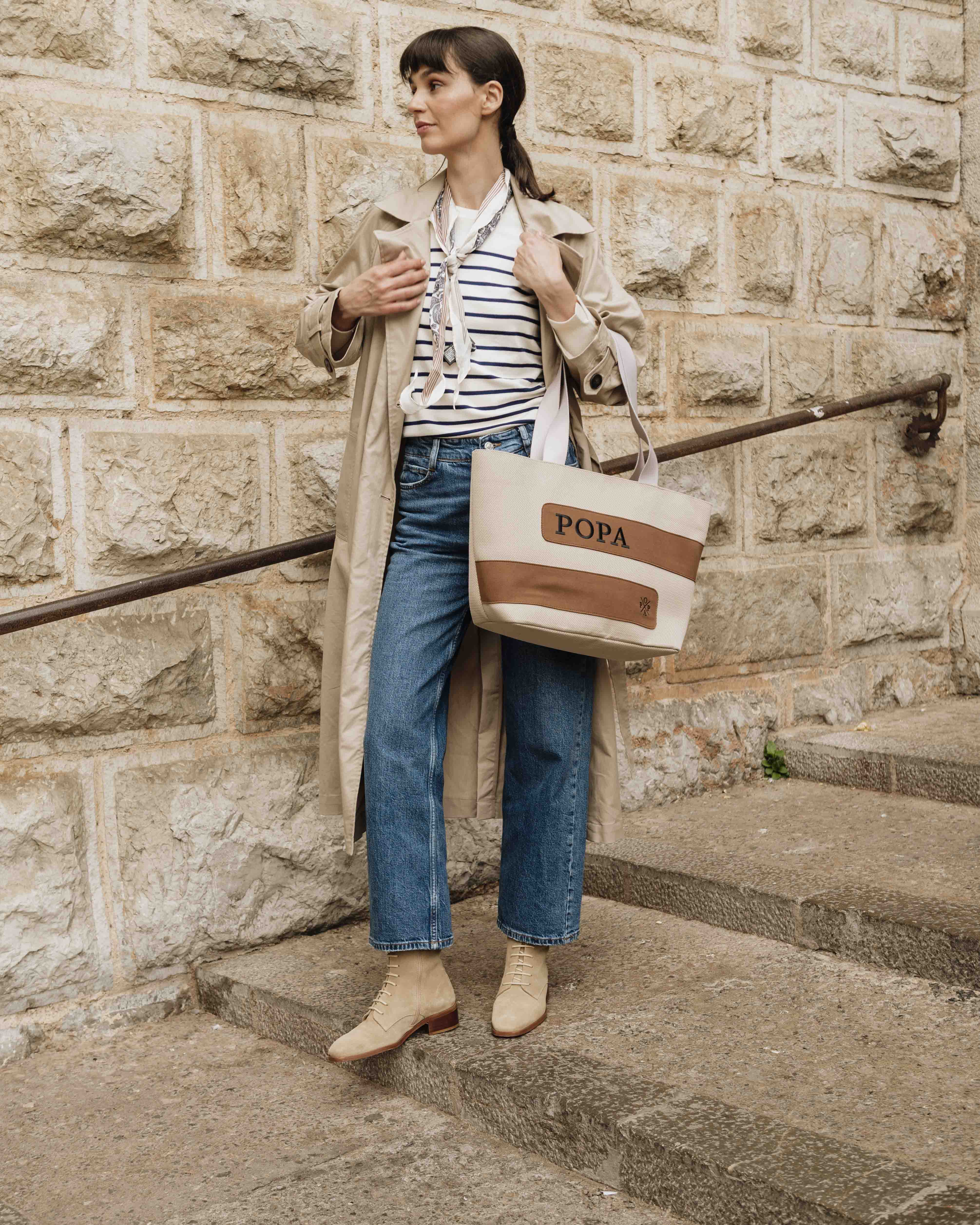 Amanda Flat Boot Beige Leather