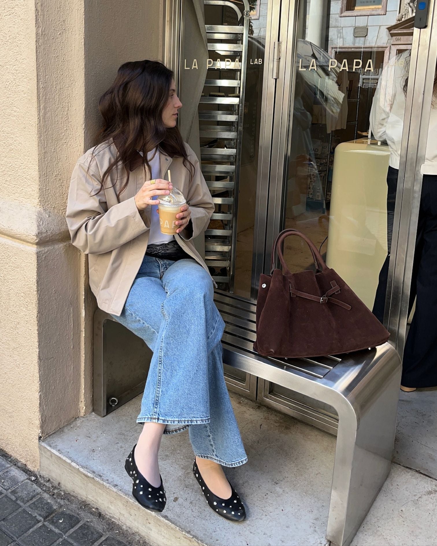 Ballerine en cuir noir avec clous Etoile 