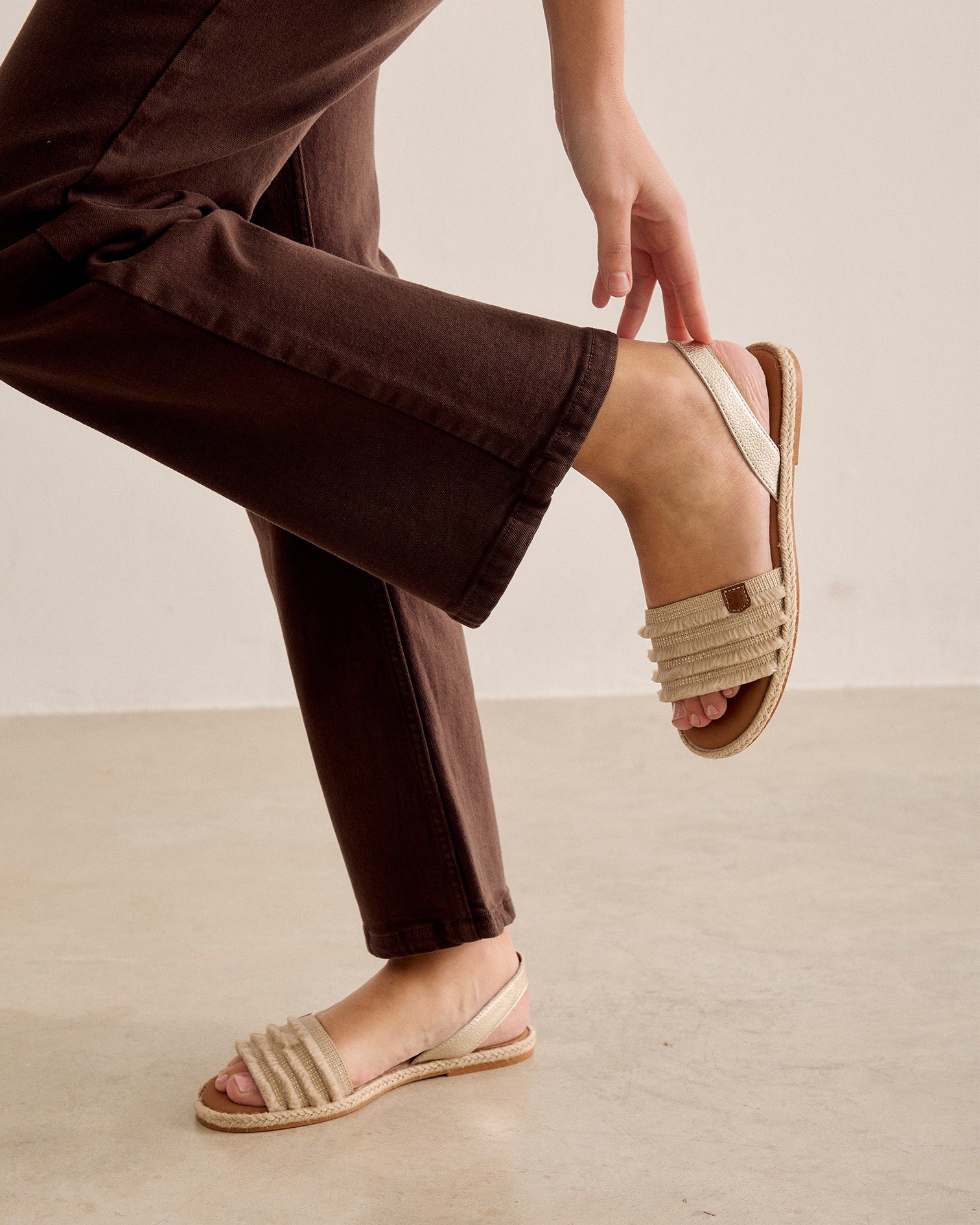 Menorquina Juncal Franges Or Laminé 