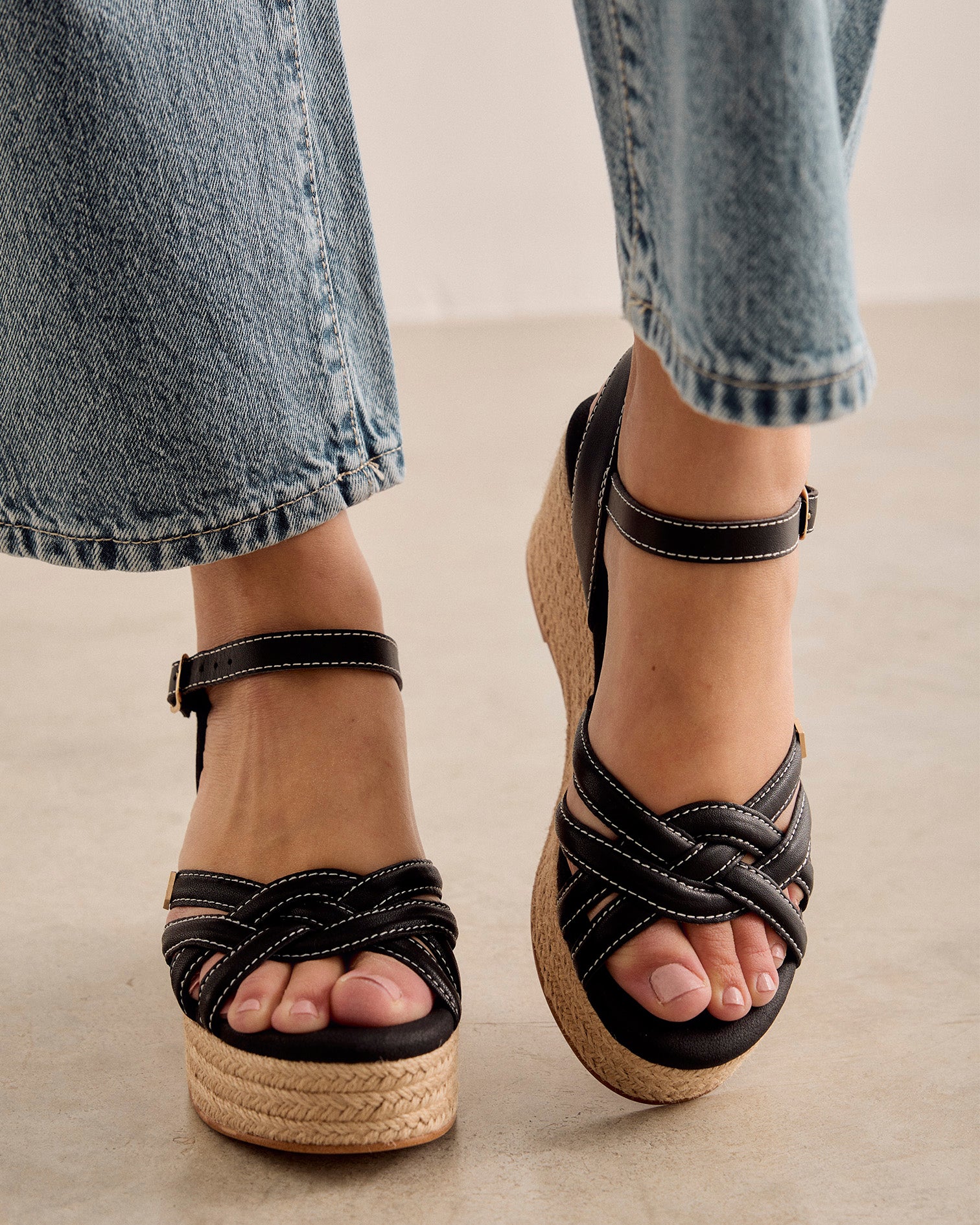 Cuña Marinha Tiras Negro