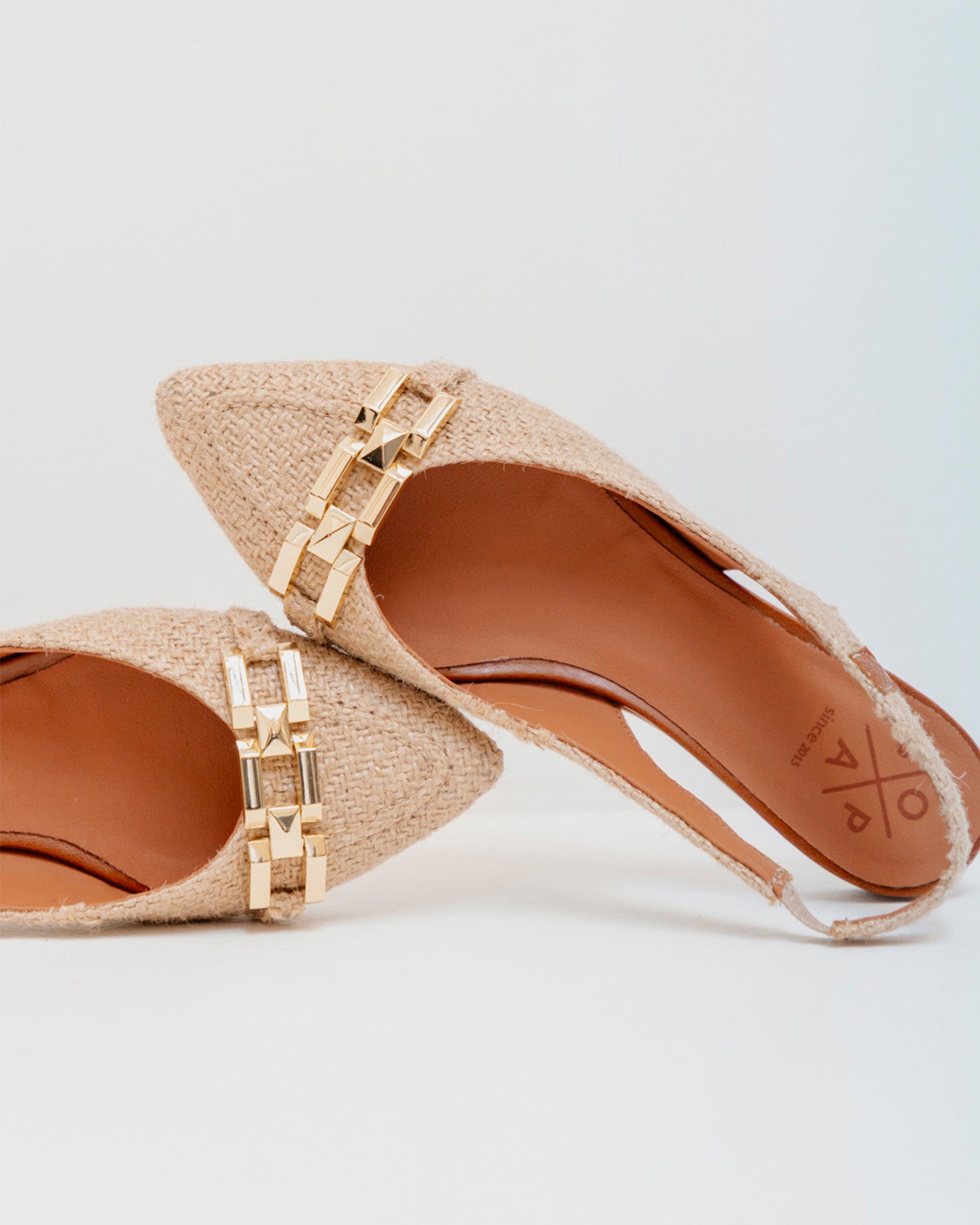 Ballerine dos nu beige Vero Rafia