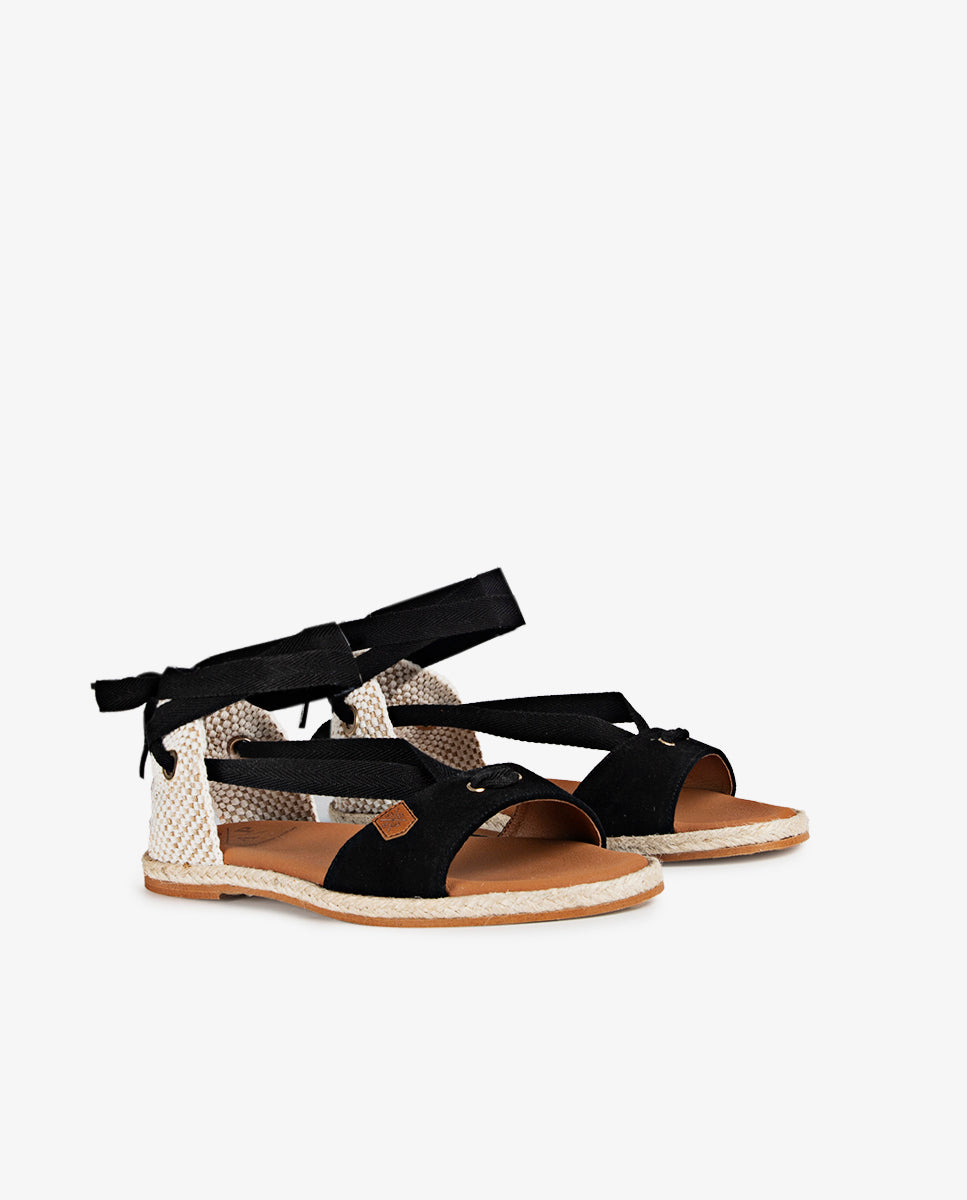 Capri plat Menorquina en daim noir