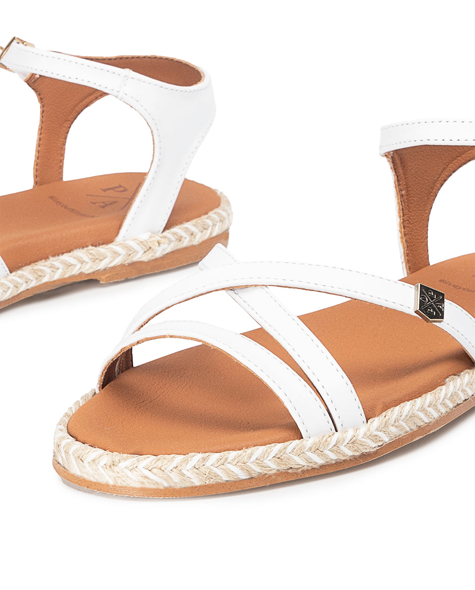 Cubagua White Leather Flat Sandal