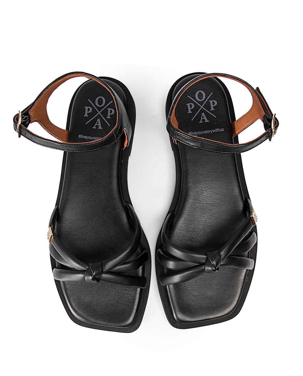 Naxos Full Black Flat Sandal