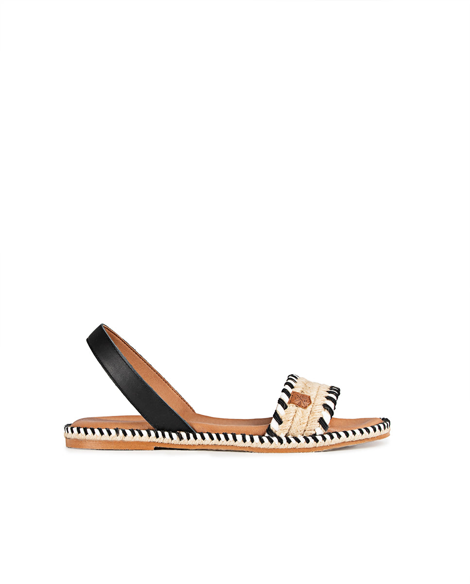 Sandales menorcanes plates Mendoza Sutach noires