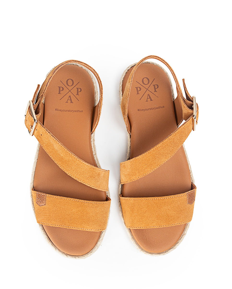 Leyte Split Leather Flat Sandal