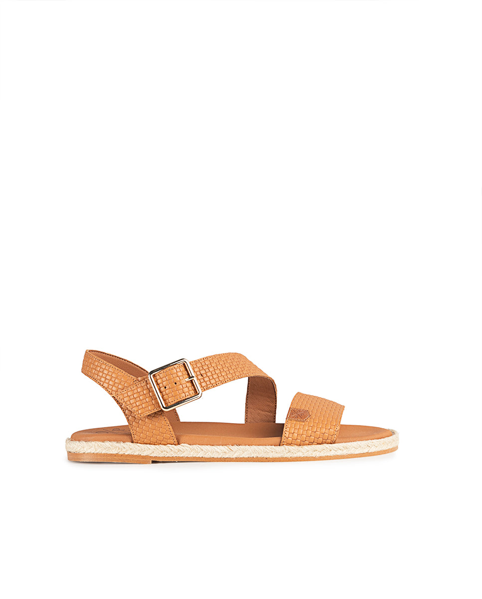 Leyte Engraved Leather Flat Sandal