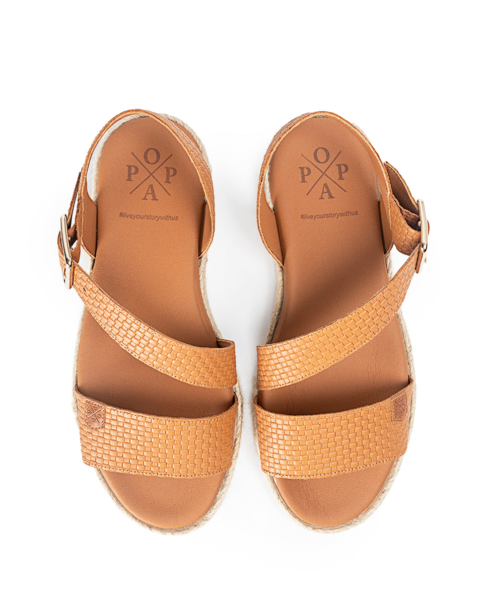 Leyte Engraved Leather Flat Sandal