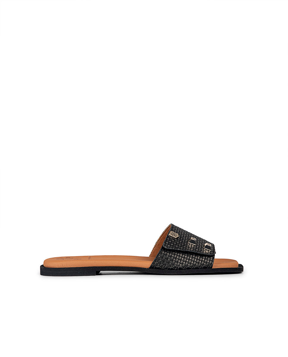 Nazare Black Braided Flat Sandal