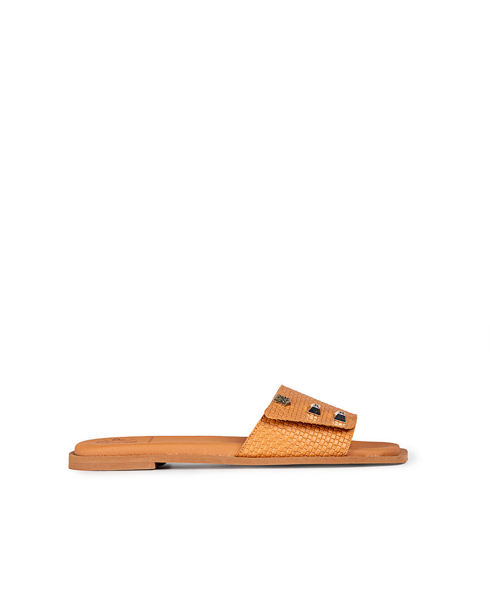 Sandale plate en cuir tressé Nazare