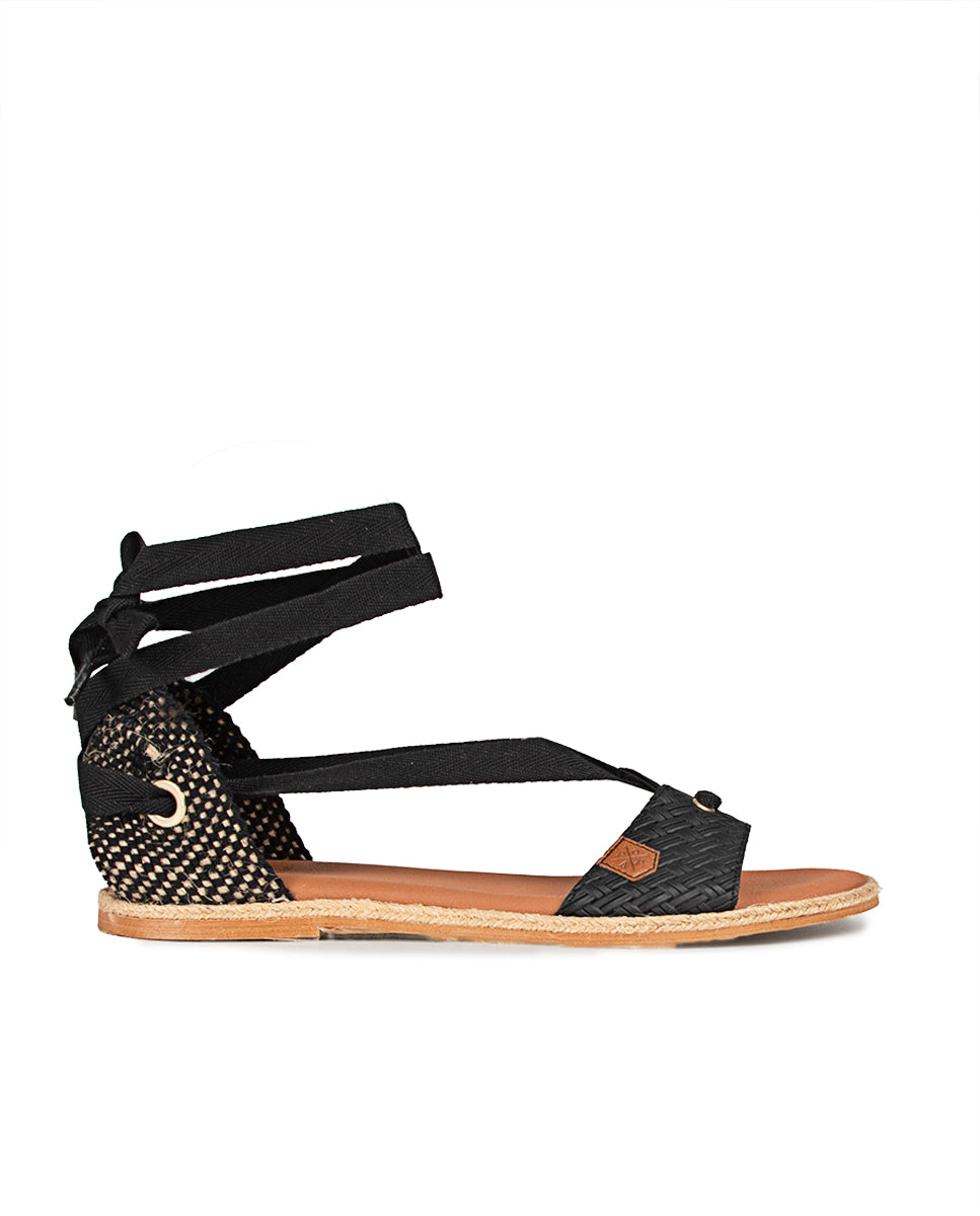 Menorquina Plana Capri Trenzado Negro 35