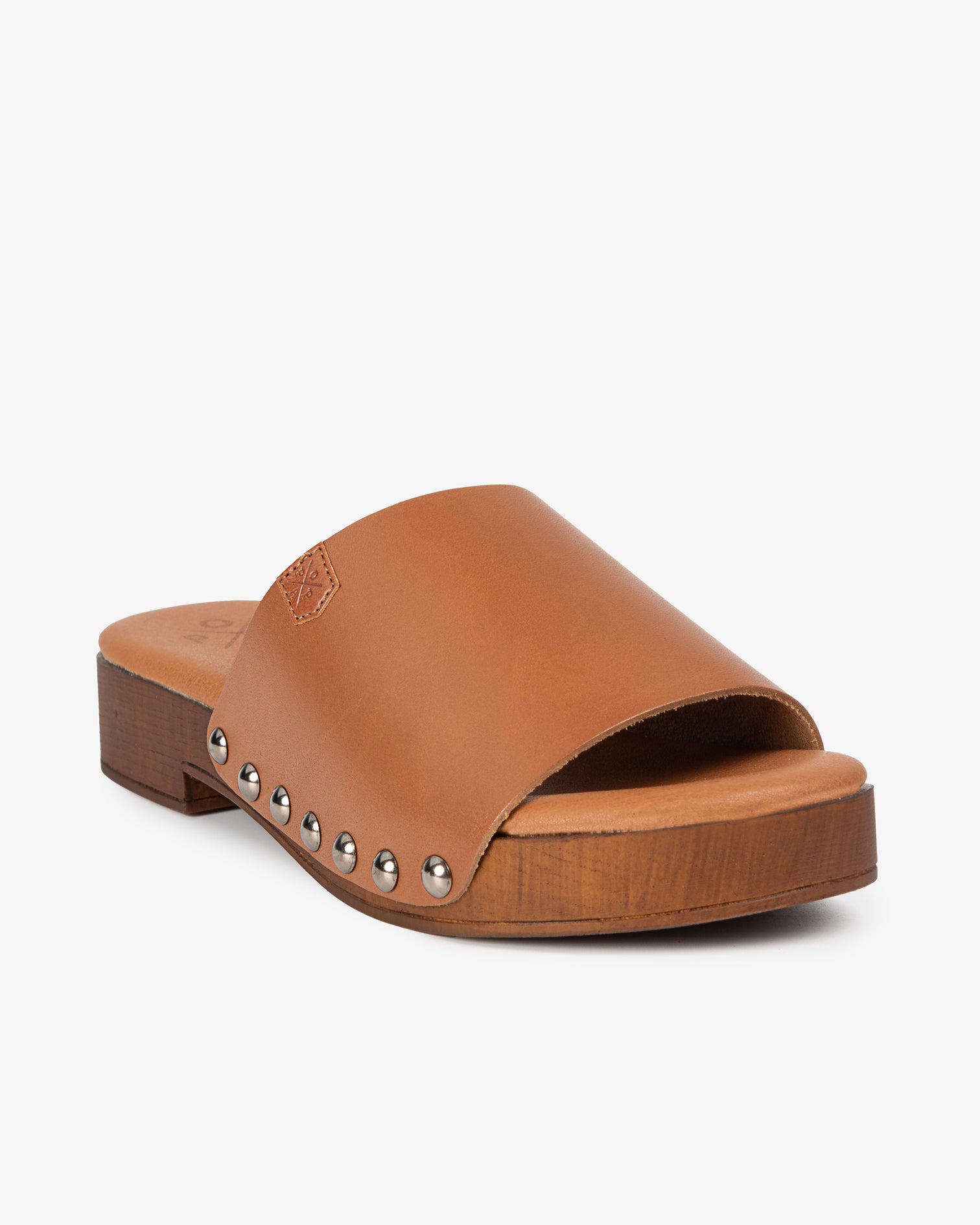 Sandalia Madera Tachas Tilo Piel Cuero 35