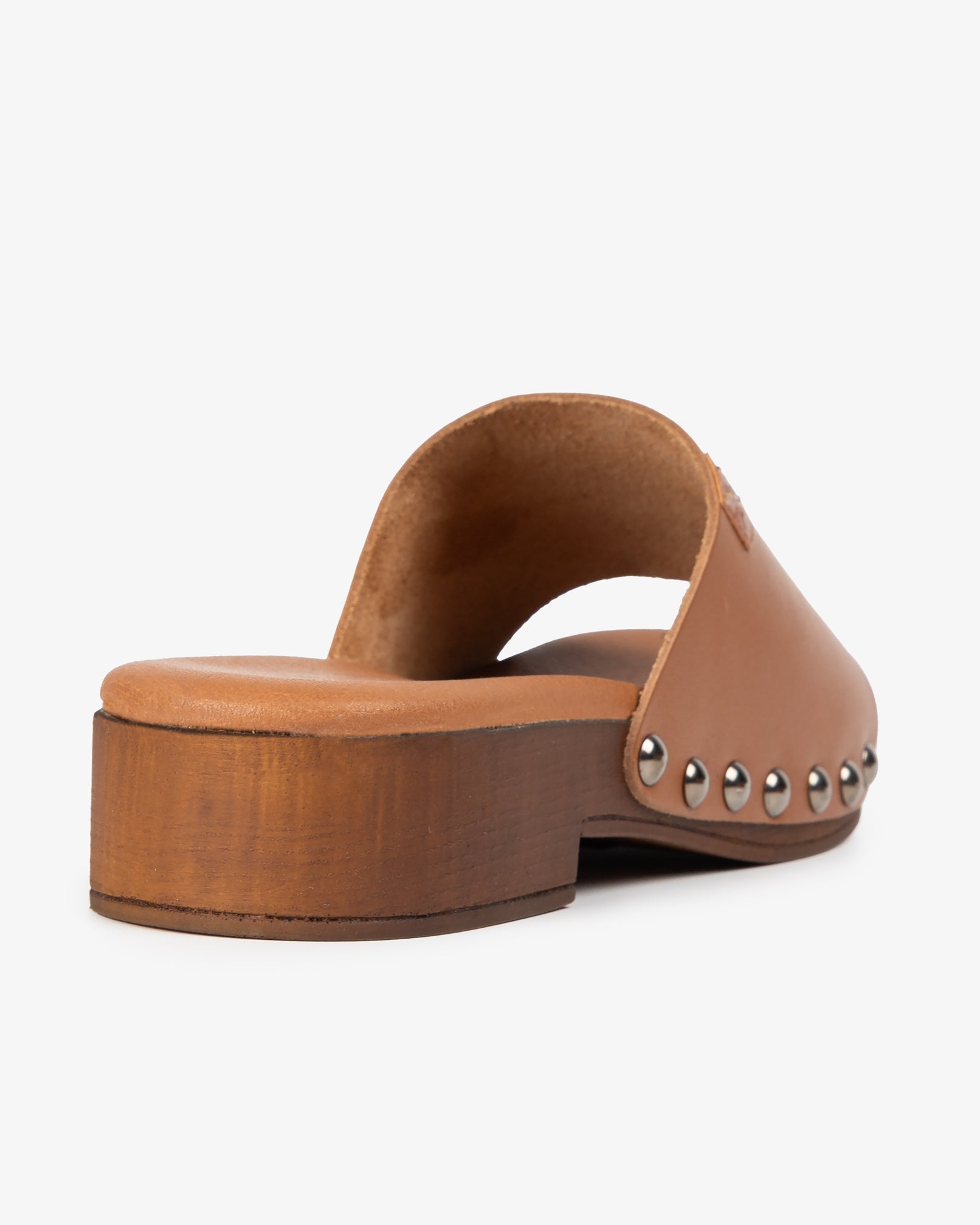 Sandalia Madera Tachas Tilo Piel Cuero 35