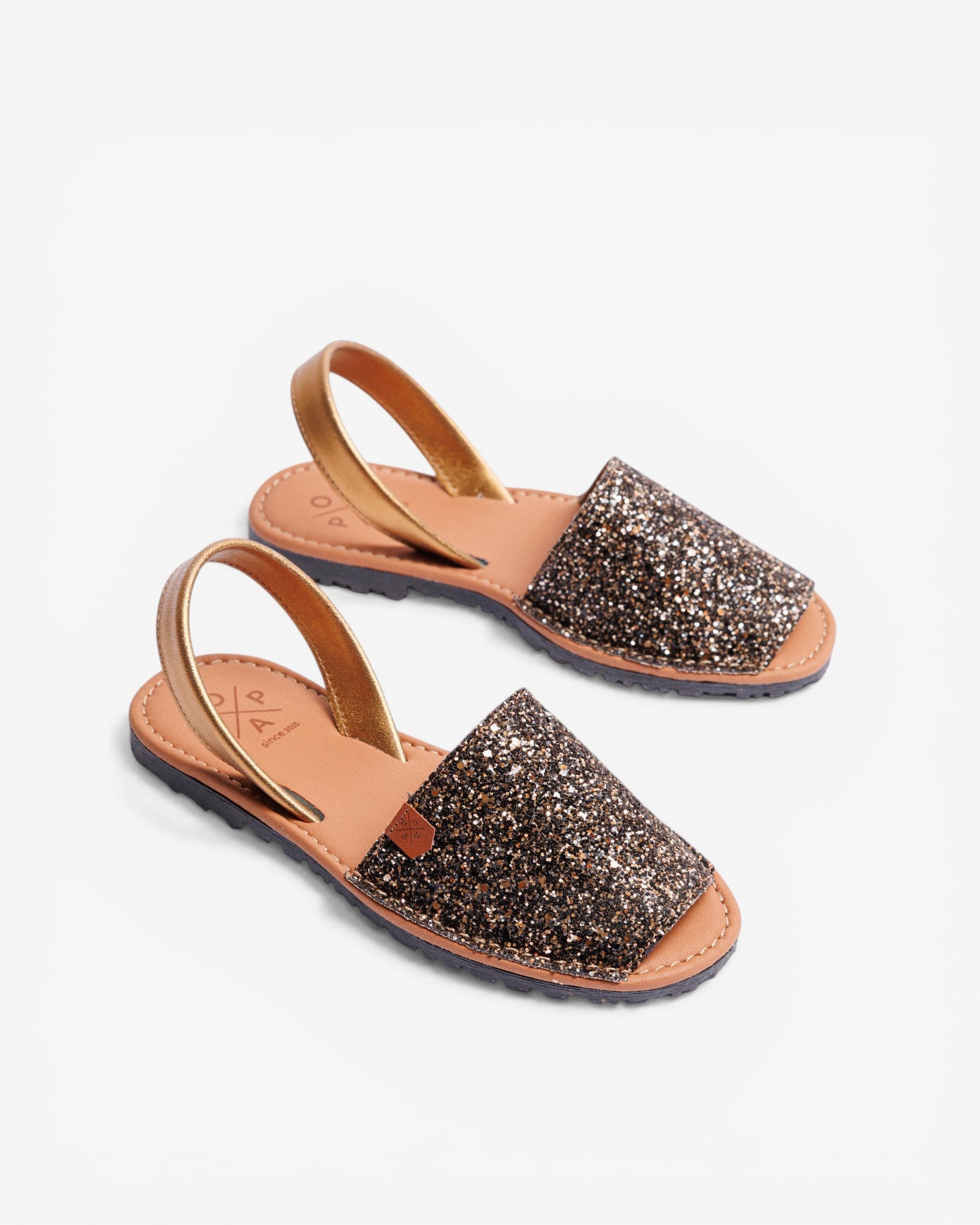 Menorquina Plana California Glitter Negro