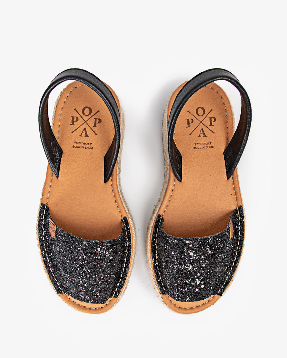 Plataforma Menorquina Julia Glitter Preto