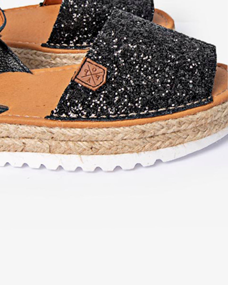 Plataforma Menorquina Larios Glitter Preto