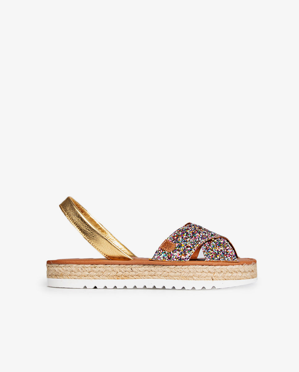 Menorquina Plataforma Naomi Glitter Multi