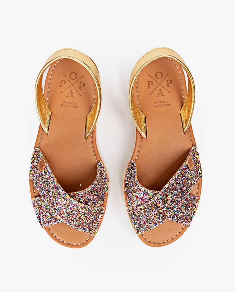 Menorcana Plataforma Naomi Glitter Multi