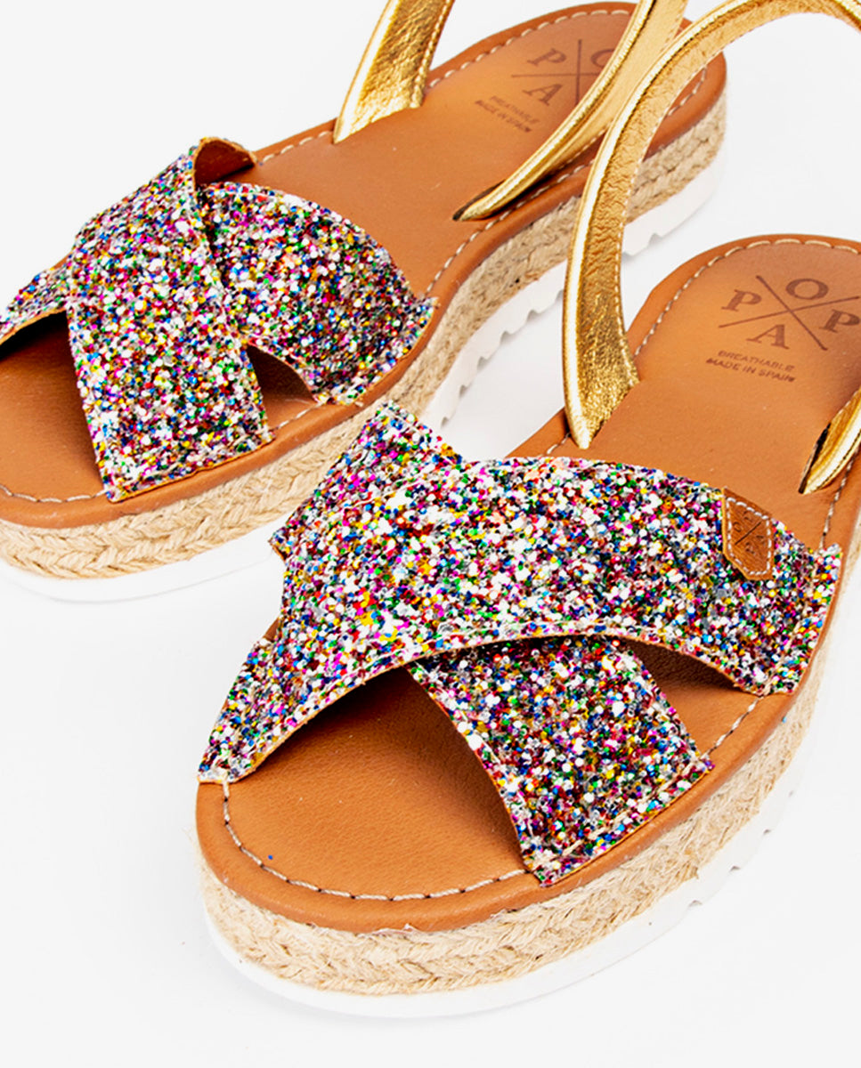 Menorcana Plataforma Naomi Glitter Multi