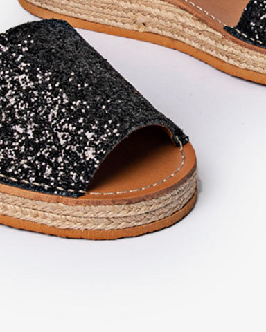 Plataforma Menorquina Malala Glitter Preto