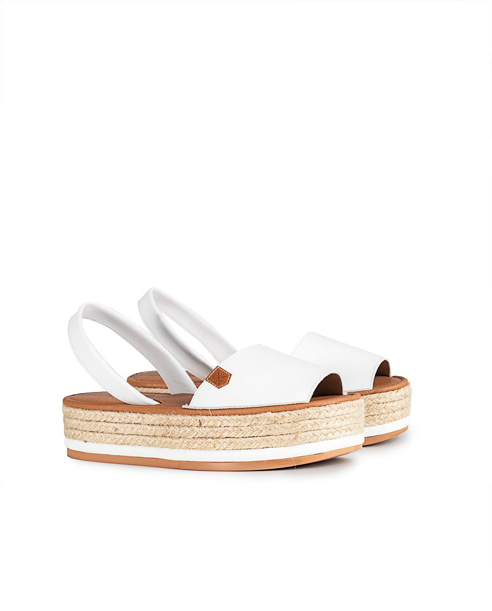 White Leather Rosario Platform Menorcan Sandals