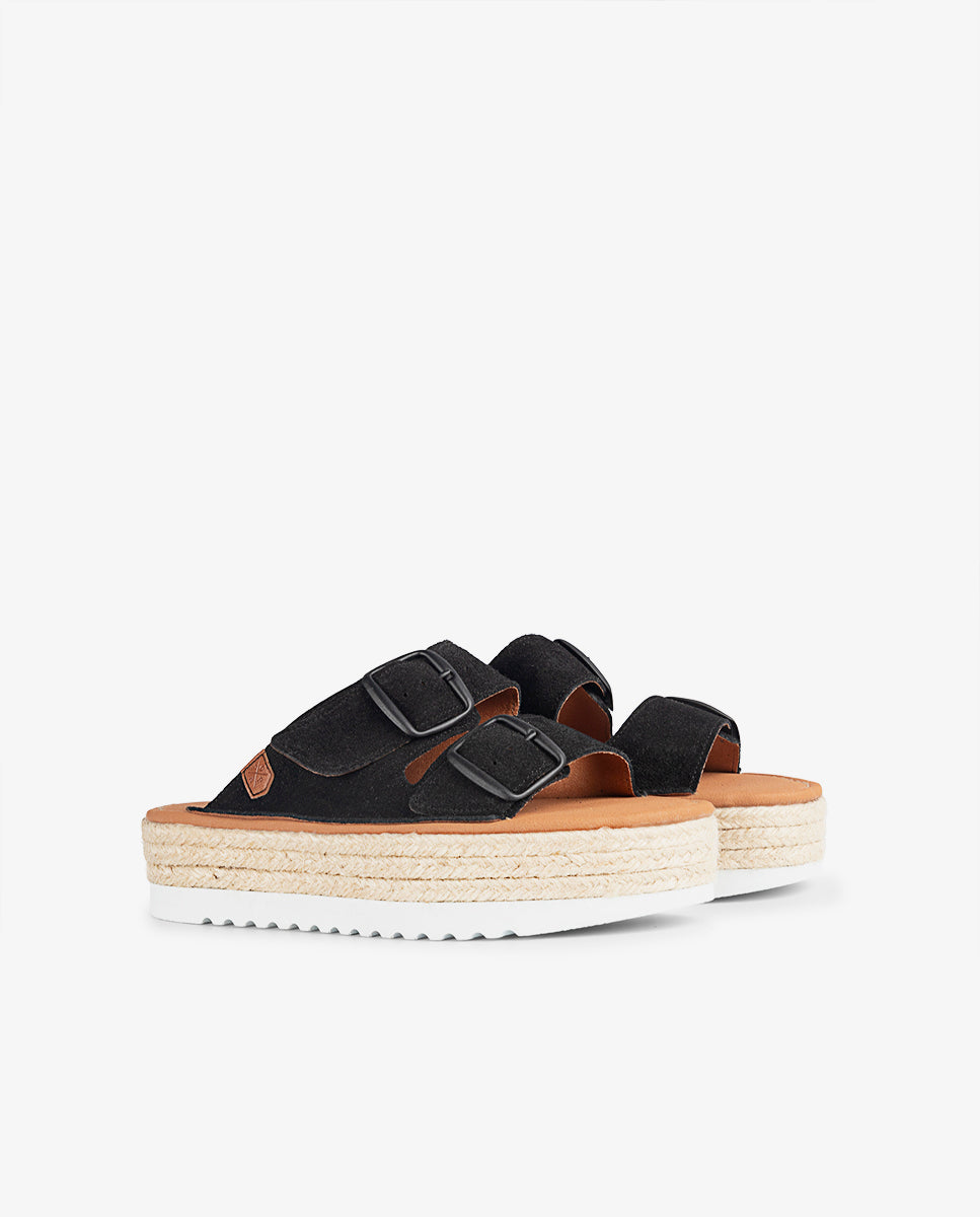 Menorquina Plateforme Collao Daim Noir