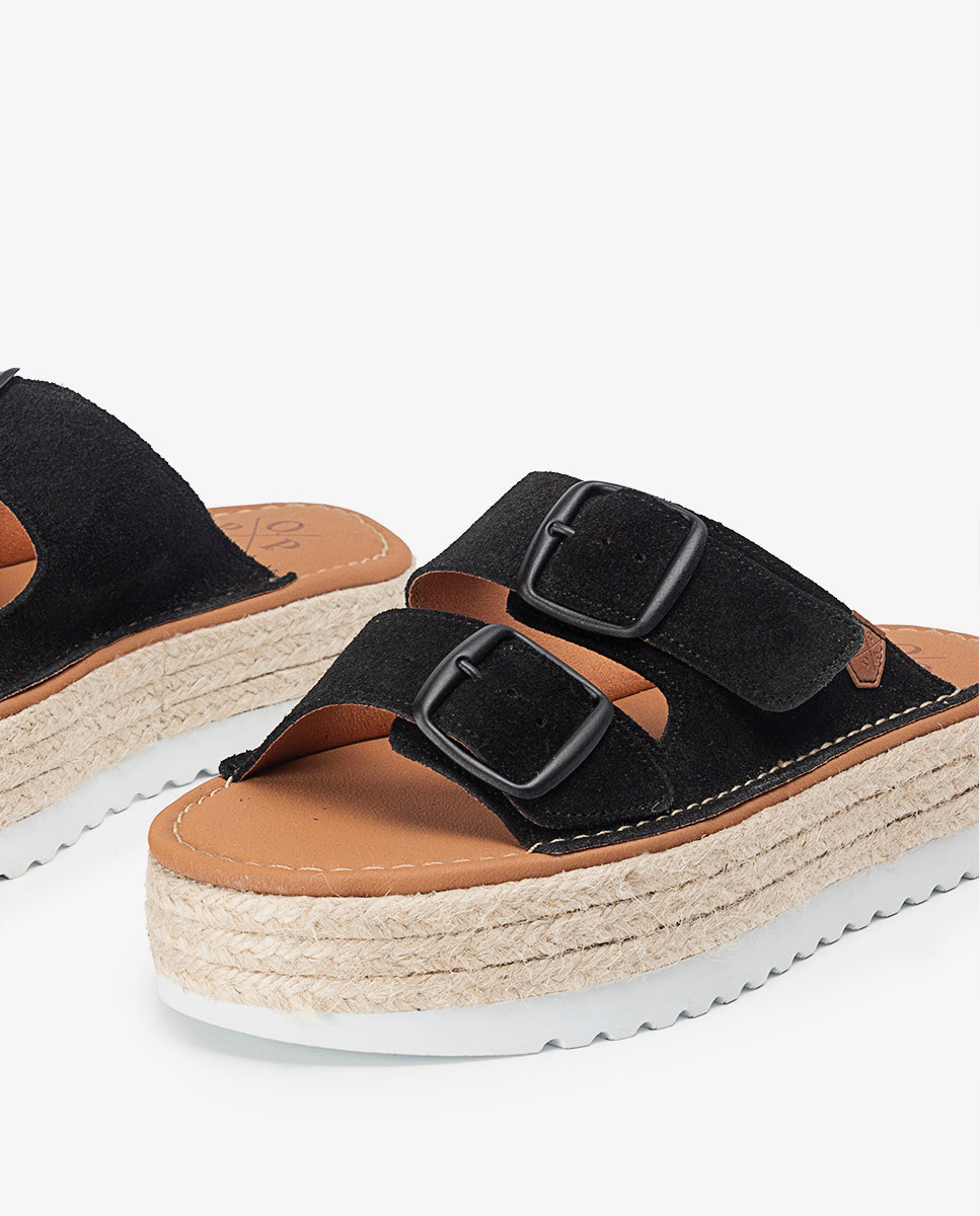 Menorquina Plateforme Collao Daim Noir