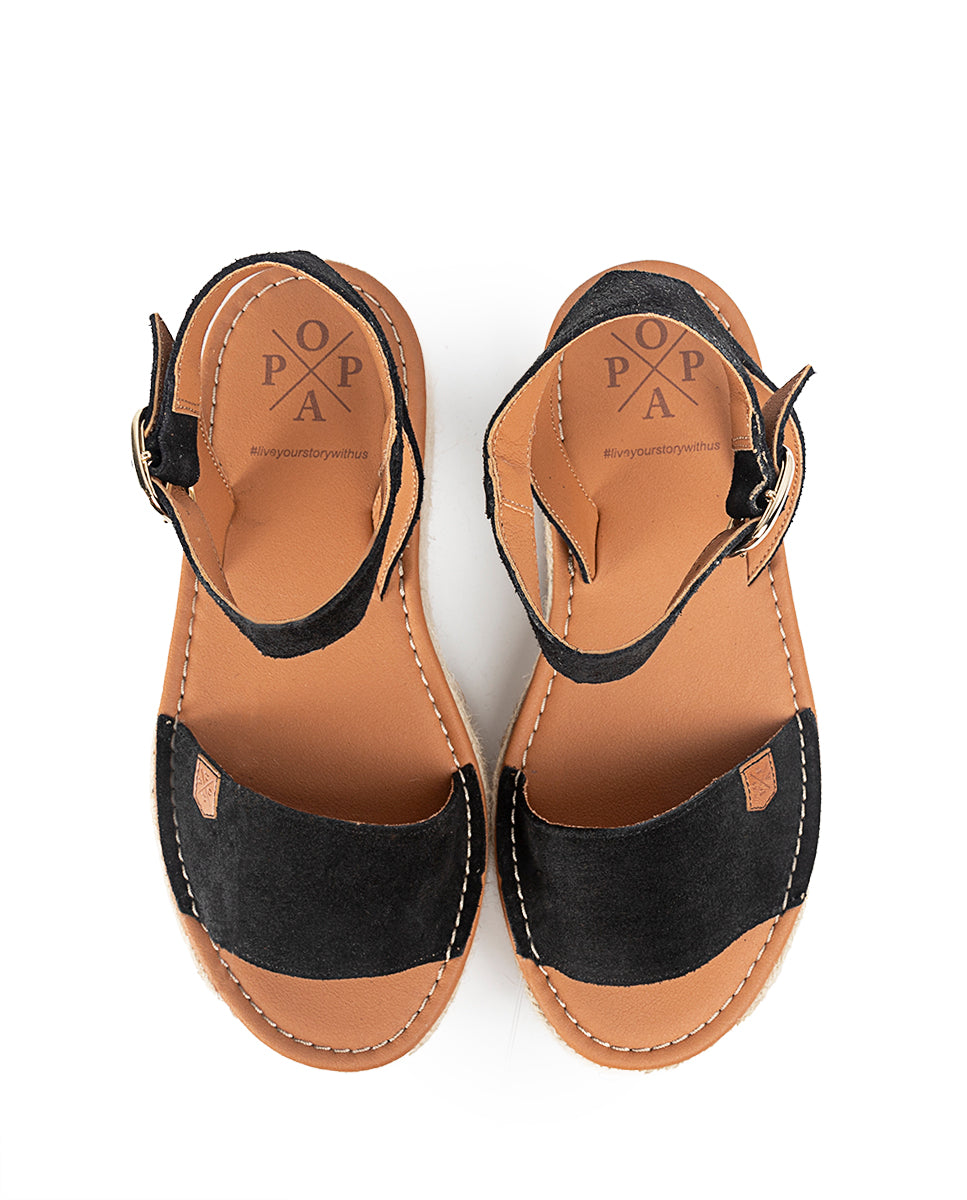 Sandales noires de Minorque à plateforme Albir Split
