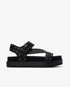 Sandale Niana cloutée en raphia noir 