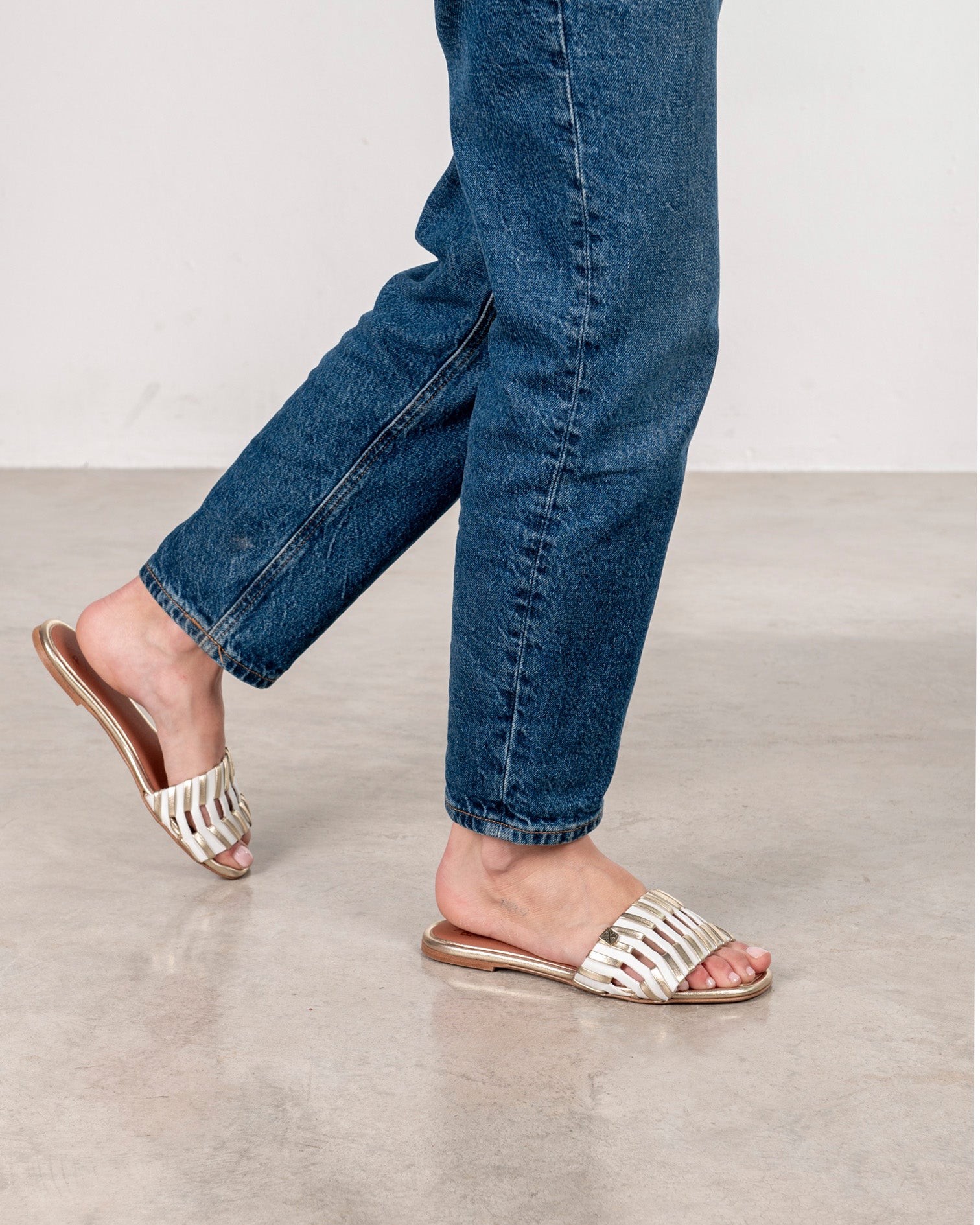 Danu White Openwork Flat Sandal