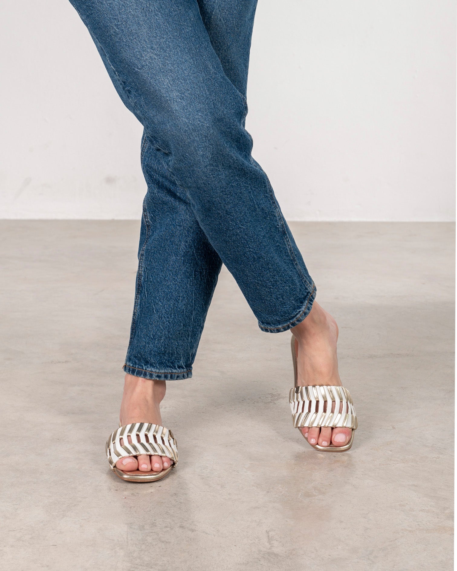Danu White Openwork Flat Sandal