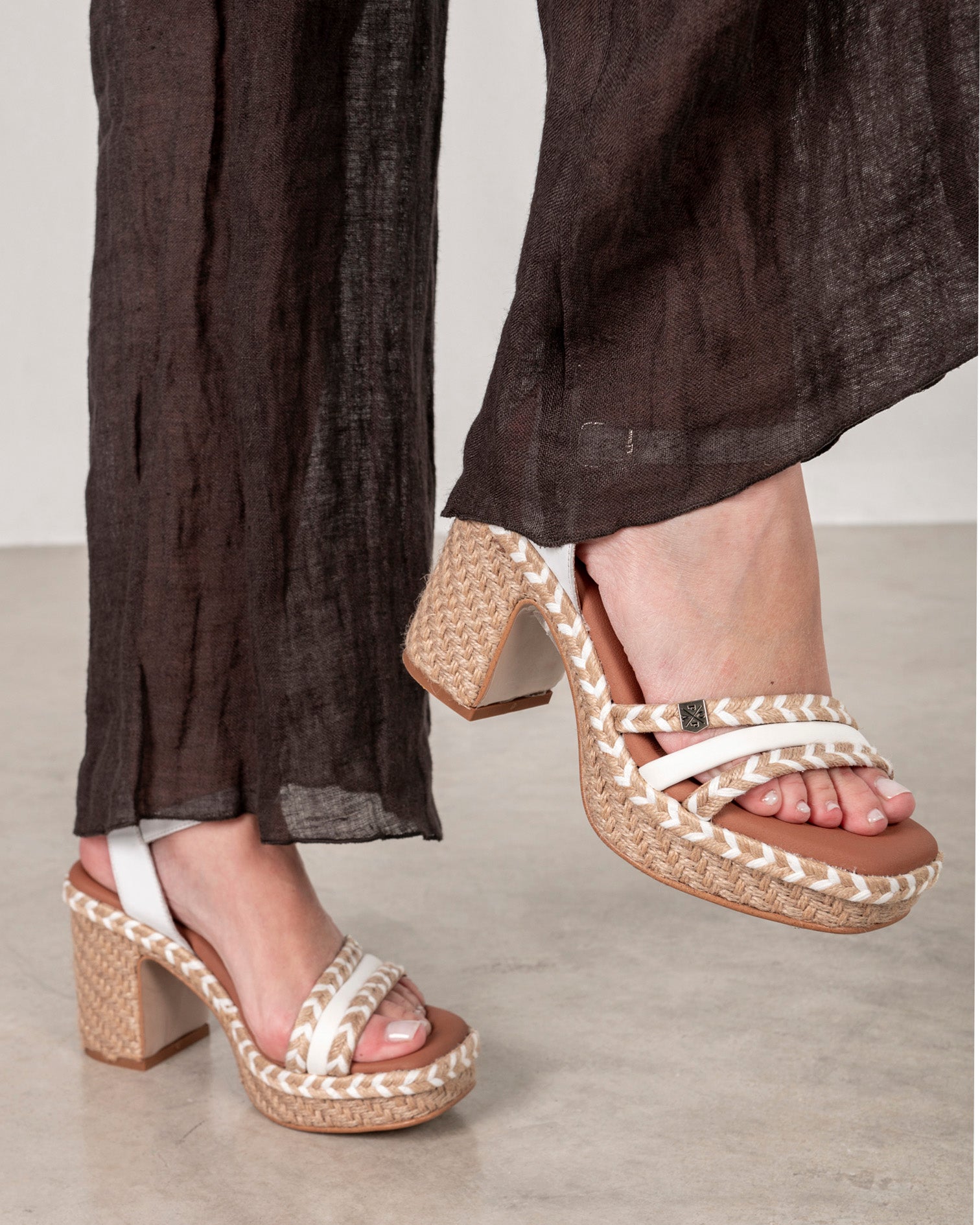 Cuña Tacón Kuka Yute Blanco POPA