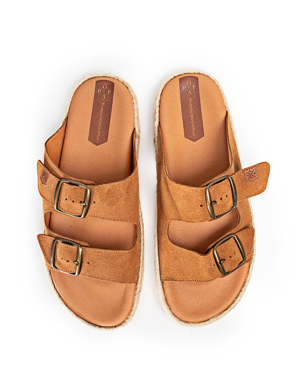 Sandale plate en cuir fendu Icacos