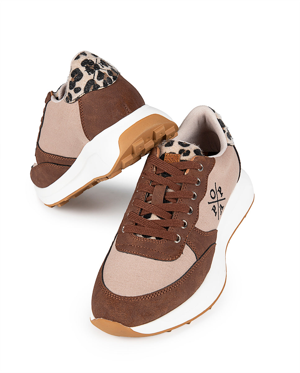 Zapatilla Zeta Leopardo Marrón 36