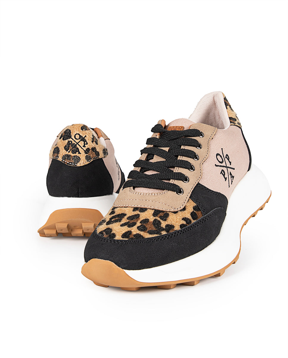 Zapatilla Zeta Leopardo Negro 36